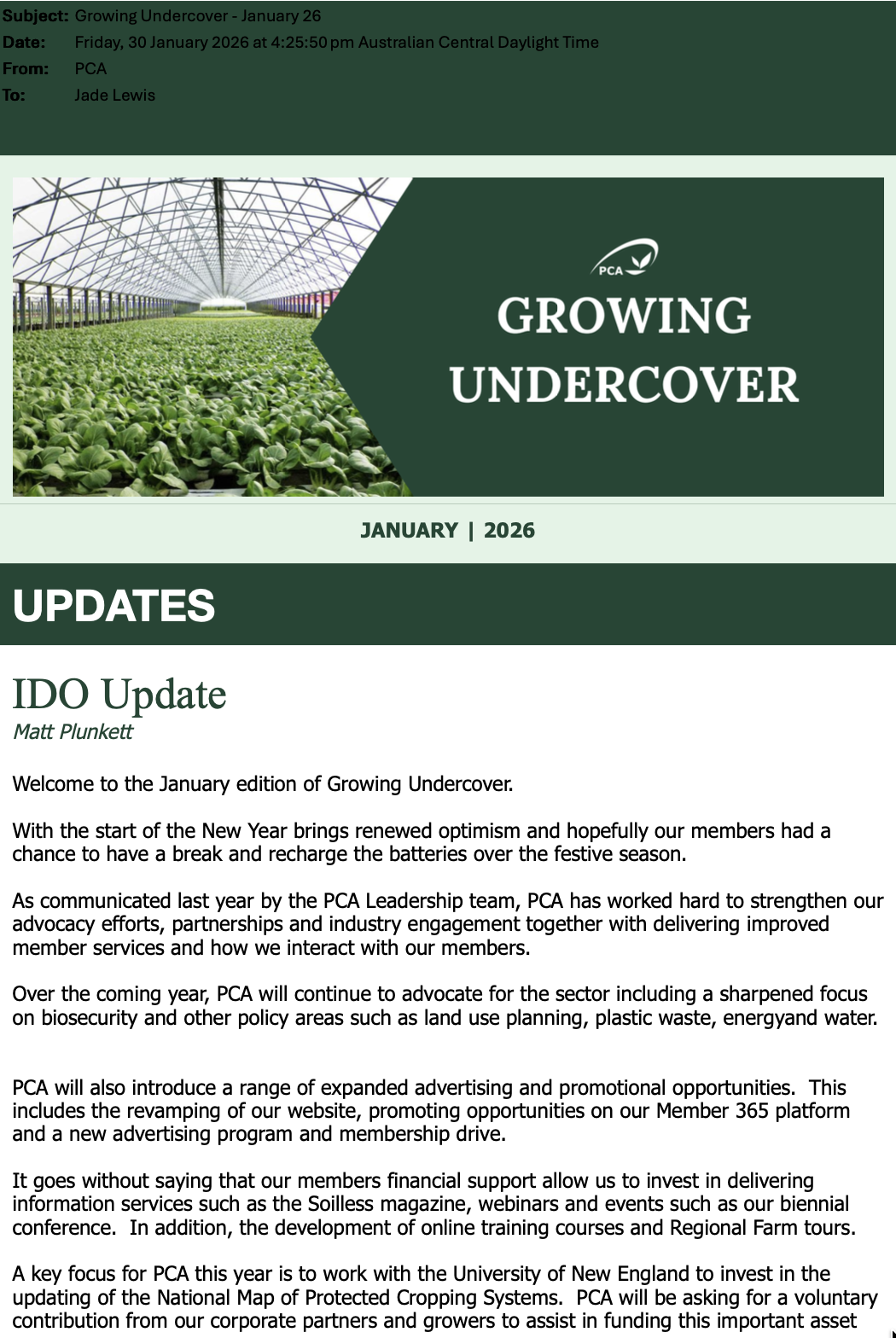 PCA Growing Undercover - January 2026